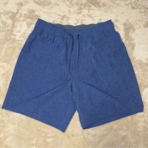 EDDIE BAUER Tech Shorts Mens Medium Blue 4-Way Stretch 7” Water Resistant UPF 50